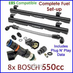 8x BOSCH 550cc E85 Injectors &Fuel Rail Set-up For Holden HSV Commodore SV LE VN