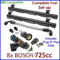 8x BOSCH 725cc E85 Injectors & FuelRail Set-up For Holden HSV Commodore SV LE VN