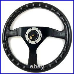 Genuine Ferrari 208 308 328 Momo black leather 350mm steering wheel. RARE! 7C