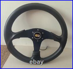 Genuine Momo Black leather 360mm, 3 spoke steering wheel. Classic. Type D36