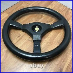Genuine Momo Cavallino 350mm black leather steering wheel. Retro Dated 1988. 7D