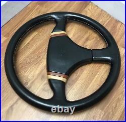 Genuine Momo Cobra 2, V35 350mm Black Leather Steering Wheel. Classic Retro. 7B