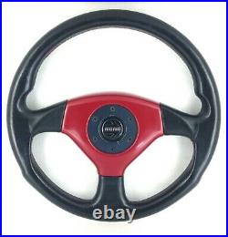 Genuine Momo Cobra 360mm black leather, red centre steering wheel. 1992. 18B