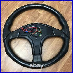 Genuine Momo D35, 350mm black leather, 3 spoke steering wheel. D&W. SUPERB! 7A