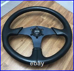 Genuine Momo D36, 360mm black leather steering wheel with horn. 1993 Classic 7D