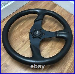 Genuine Momo D36, 360mm black leather steering wheel with horn. 1993 Classic 7D