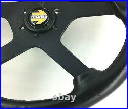 Genuine Momo Daytona, 360mm black leather 4 spoke steering wheel. Retro. 7E