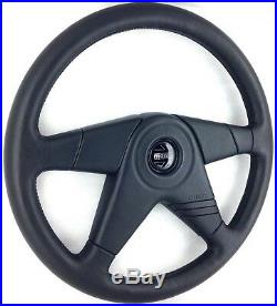 Genuine Momo Elite 380mm black leather steering wheel. New Old Stock. Rare! 18A