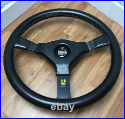 Genuine Momo Ferrari Cavallino 380mm black leather steering wheel. Retro. 7D