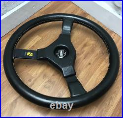 Genuine Momo Ferrari Cavallino 380mm black leather steering wheel. Retro. 7D