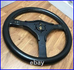 Genuine Momo Ferrari Cavallino 380mm black leather steering wheel. Retro. 7D