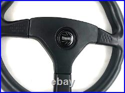 Genuine Momo Ghibli 3 V36 black leather 350mm steering wheel. Classic. Retro 7A