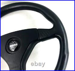 Genuine Momo Ghibli 3 V36 black leather 350mm steering wheel. Classic. Retro 7A