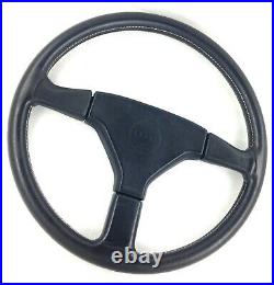 Genuine Momo Ghibli 3 spoke 370mm black leather steering wheel. Date 1990. 7A