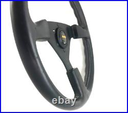 Genuine Momo Ghibli 3 spoke 370mm black leather steering wheel. Date 1991. 7A