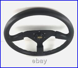 Genuine Momo Ghibli 3 spoke 370mm black leather steering wheel. Date 1991. 7A