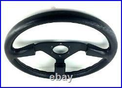Genuine Momo Ghibli 3 spoke 370mm black leather steering wheel. Date 1991. 7D