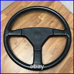 Genuine Momo Ghibli 3 spoke 370mm black leather steering wheel. Dated 1989. 7B