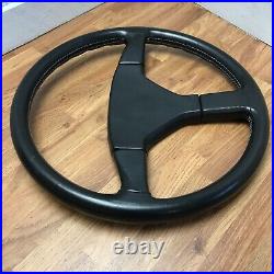 Genuine Momo Ghibli 3 spoke 370mm black leather steering wheel. Dated 1989. 7B