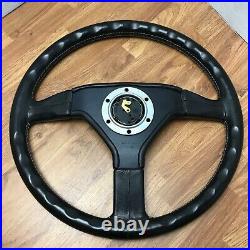 Genuine Momo Ghibli 3 spoke 370mm black leather steering wheel. Dated 1989. 7B