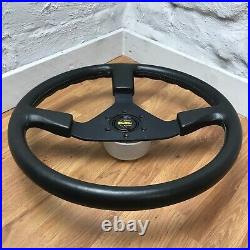 Genuine Momo Ghibli 3 spoke 370mm black leather steering wheel, Dated 1990. 7E