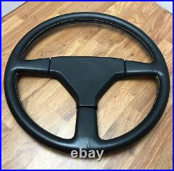 Genuine Momo Ghibli 3 spoke 370mm black leather steering wheel. Dated 1991. 7E