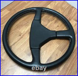 Genuine Momo Ghibli 3 spoke 370mm black leather steering wheel. Dated 1991. 7E