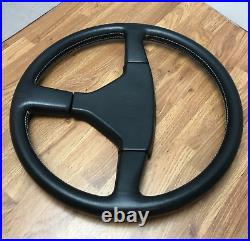 Genuine Momo Ghibli 3 spoke 370mm black leather steering wheel. Dated 1991. 7E