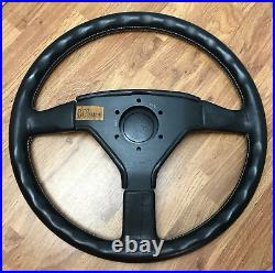 Genuine Momo Ghibli 3 spoke 370mm black leather steering wheel. Dated 1991. 7E