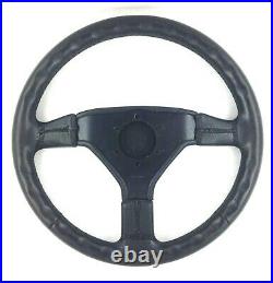 Genuine Momo Ghibli 3 spoke 370mm retrimmed leather steering wheel. 1990. 7A