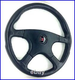 Genuine Momo Ghibli 370mm black leather steering wheel. Classic, Retro, HDT. 7E