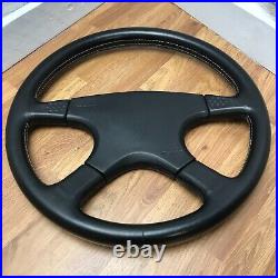 Genuine Momo Ghibli 380mm, M38 black leather steering wheel. Mazda OEM. 7C