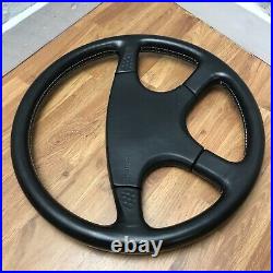 Genuine Momo Ghibli 380mm, M38 black leather steering wheel. Mazda OEM. 7C