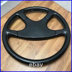 Genuine Momo Ghibli 380mm, M38 black leather steering wheel. Mazda OEM. 7C