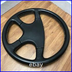 Genuine Momo Ghibli 380mm, M38 black leather steering wheel. Mazda OEM. 7C