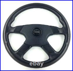 Genuine Momo Ghibli 4 360mm black leather steering wheel. Classic Retro 1995. 7A