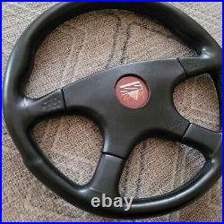 Genuine Momo Ghibli 4 380mm black leather steering wheel. Classic HDT