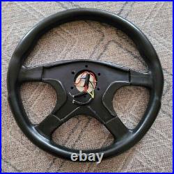 Genuine Momo Ghibli 4 380mm black leather steering wheel. Classic HDT