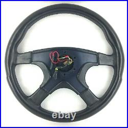 Genuine Momo Ghibli 4 380mm black leather steering wheel. Classic Retro 1990. 7A