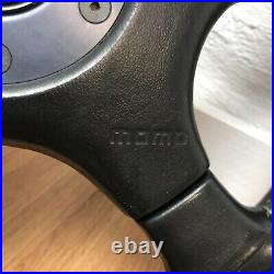 Genuine Momo Ghibli 4 spoke 360mm black leather steering wheel. Dated 1994. 7E