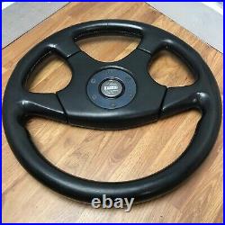 Genuine Momo Ghibli 4 spoke 360mm black leather steering wheel. Dated 1994. 7E