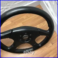 Genuine Momo Ghibli 4 spoke 360mm black leather steering wheel. Dated 1994. 7E