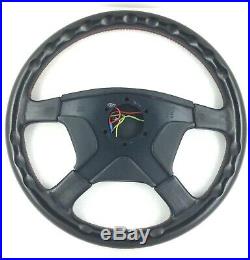 Genuine Momo Irmscher 4 spoke 380mm Black leather steering wheel. Rare 1994 7C