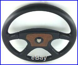 Genuine Momo Jaguar 380mm black leather steering wheel, walnut centre. RARE! 7E