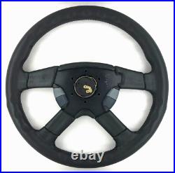 Genuine Momo M38 380mm Hella, black leather steering wheel. NOS 1991! Rare! 18A