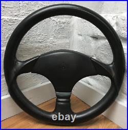 Genuine Momo Panther 360mm black leather steering wheel. 1988 Classic. SUPERB 7D