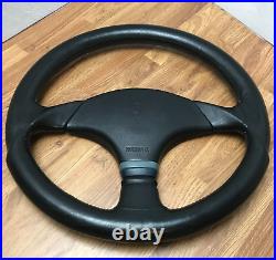 Genuine Momo Panther 360mm black leather steering wheel. 1988 Classic. SUPERB 7D