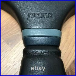 Genuine Momo Panther 360mm black leather steering wheel. 1988 Classic. SUPERB 7D