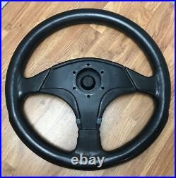 Genuine Momo Panther 360mm black leather steering wheel. 1988 Classic. SUPERB 7D