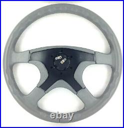 Genuine Momo Sport 380mm 4 spoke grey leather steering wheel. RARE! 7A